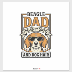Beagle-Vater, angetrieben von Kaffee und Hundehaar Aufkleber