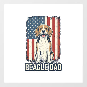 Beagle-Vater-patriotisches-vintage-Engraving-Hunde Fensteraufkleber