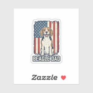 Beagle-Vater Patriotisches Vintage-Gravur-Hund-Des Aufkleber