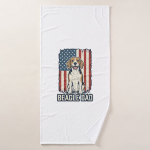 Beagle-Vater patriotisches Vintage-Gravur-Hund-Des Badehandtuch