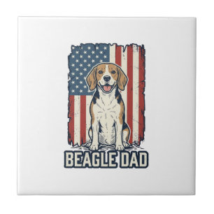 Beagle-Vater Patriotisches Vintage-Gravur-Hund-Des Fliese
