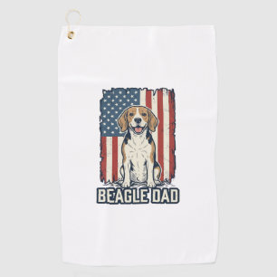 Beagle-Vater patriotisches Vintage-Gravur-Hund-Des Golfhandtuch