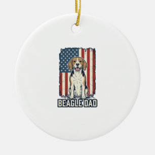 Beagle-Vater Patriotisches Vintage-Gravur-Hund-Des Keramik Ornament