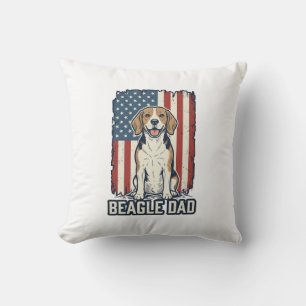 Beagle-Vater Patriotisches Vintage-Gravur-Hund-Des Kissen