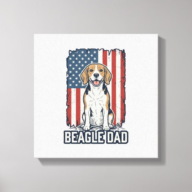 Beagle-Vater Patriotisches Vintage-Gravur-Hund-Des Leinwanddruck (Vorderseite)
