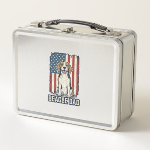 Beagle-Vater Patriotisches Vintage-Gravur-Hund-Des Metall Brotdose
