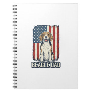 Beagle-Vater patriotisches Vintage-Gravur-Hund-Des Notizblock