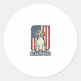 Beagle-Vater patriotisches Vintage-Gravur-Hund-Des Runder Aufkleber