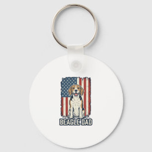 Beagle-Vater patriotisches Vintage-Gravur-Hund-Des Schlüsselanhänger