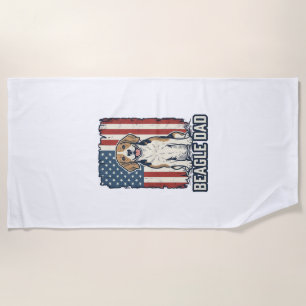 Beagle-Vater patriotisches Vintage-Gravur-Hund-Des Strandtuch