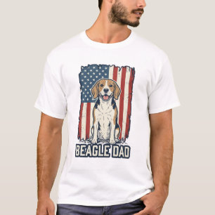 Beagle-Vater Patriotisches Vintage-Gravur-Hund-Des T-Shirt