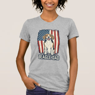Beagle-Vater Patriotisches Vintage-Gravur-Hund-Des T-Shirt