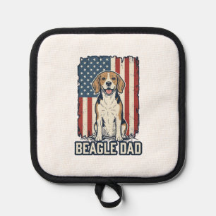 Beagle-Vater patriotisches Vintage-Gravur-Hund-Des Topflappen