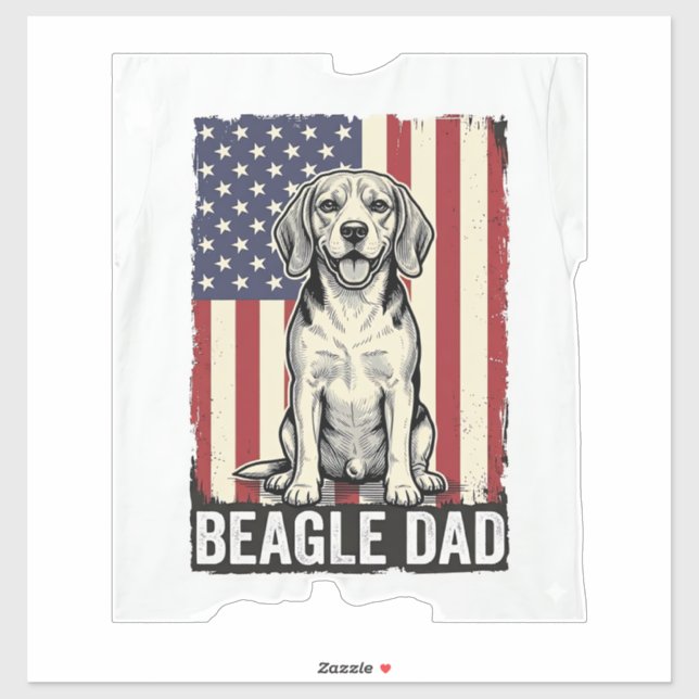 Beagle-Vater-patriotisches-vintage-Hunde-Shirt-Des Aufkleber (Blatt)