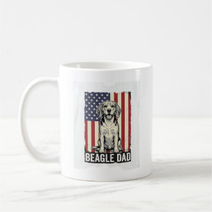 Beagle-Vater-patriotisches-vintage-Hunde-Shirt-Des Kaffeetasse