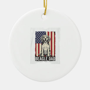 Beagle-Vater-patriotisches-vintage-Hunde-Shirt-Des Keramik Ornament