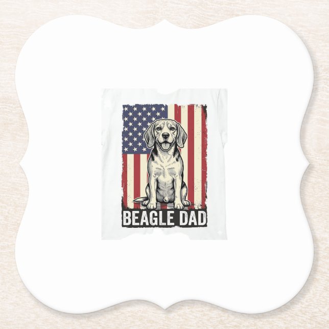 Beagle-Vater-patriotisches-vintage-Hunde-Shirt-Des Untersetzer (Vorderseite)