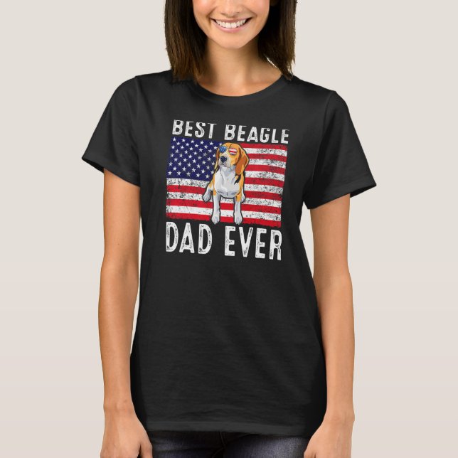 Beagle Vater US American Flag Beagle Eigentümer de T-Shirt (Vorderseite)
