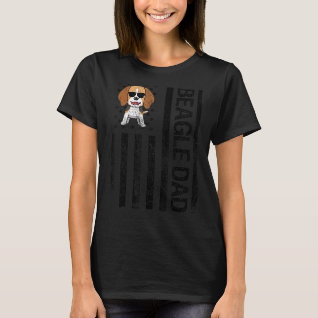 Beagle Vater USA Flag Funny Pet Beagle Eigentümer  T-Shirt (Vorderseite)