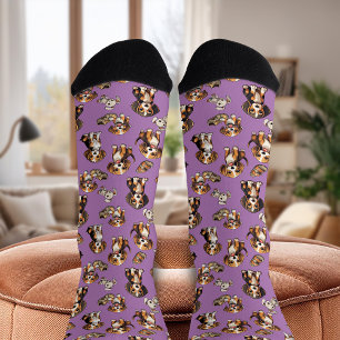 Beagle Verspielte Welpen Orchidee Socken