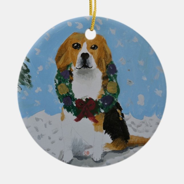 Beagle-Verzierung Keramik Ornament (Vorne)