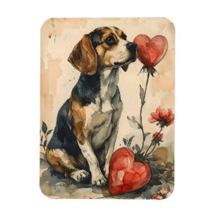 Beagle Vintag Valentinstag Magnet