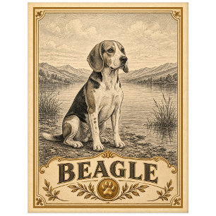 Beagle, Vintage Heritage Hund Postkarte