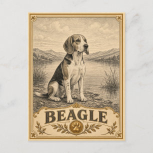 Beagle, Vintage Heritage Hund Postkarte