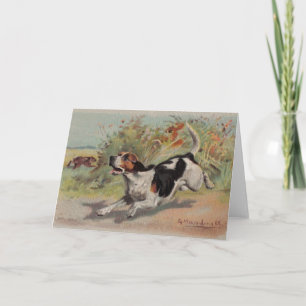 Beagle (Vintage Malerei auf Leinwand) Notecard Karte