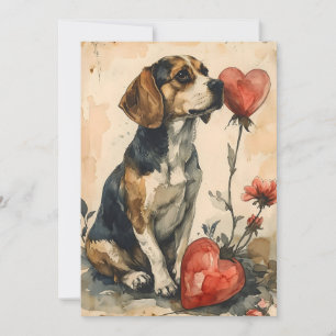 Beagle Vintage Valentinstag  Feiertagskarte