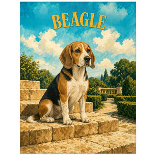Beagle, Vintage Wasserfarben-Hundekunst Postkarte