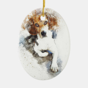 Beagle Wasserfarbe Hund Abstrakt Keramik Ornament