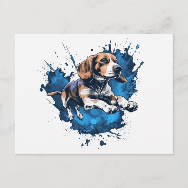 Beagle Wassersport Postkarte (Vorderseite)