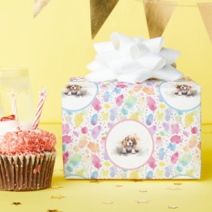 Beagle Watercolor Geburtstagspapier Geschenkpapier