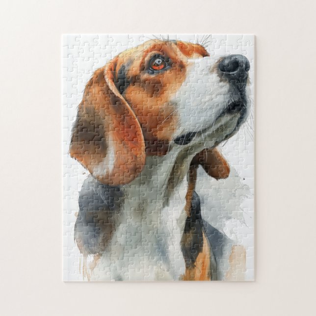 Beagle watercolor portrait puzzle (Vertikal)