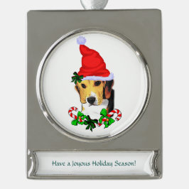 Beagle Weihnachten Banner-Ornament Silber
