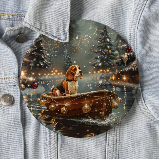 Beagle Weihnachten Feierliche Reise Button (Beispiel)