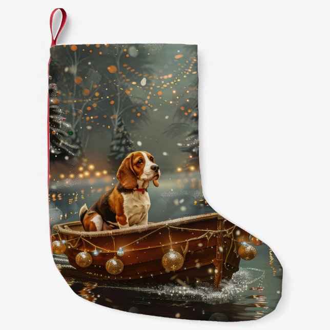 Beagle Weihnachten Feierliche Reise Kleiner Weihnachtsstrumpf (Vorderseite)