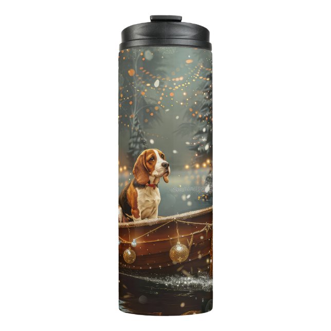 Beagle Weihnachten Feierliche Reise Thermosbecher (Vorderseite)
