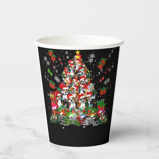 Beagle Weihnachten Funny T-Shirts Beagle Xmas Tree Pappbecher (Vorderseite)