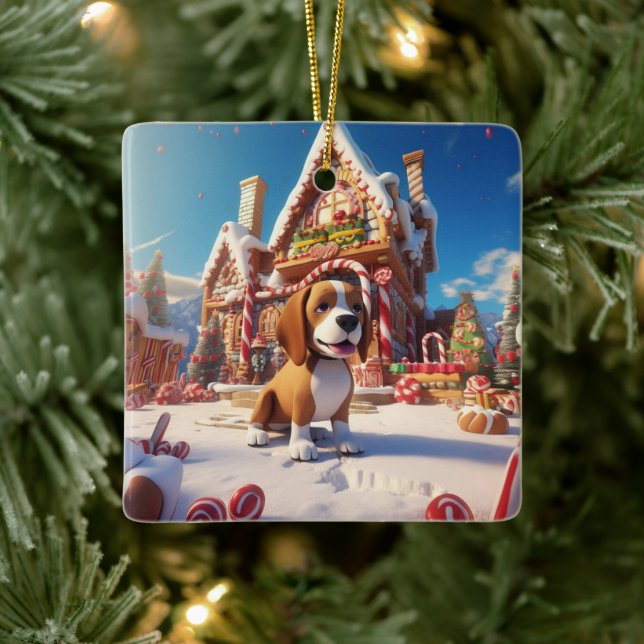 Beagle Weihnachten, Geschenk für Beagle Hund Lover Keramikornament (Baum)