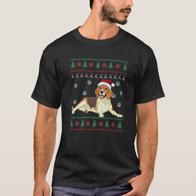 Beagle Weihnachten hässlich Sweater für Hund Lover T-Shirt (Vorderseite)