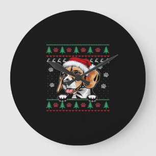 Beagle Weihnachten Hässlicher Hund Xmas Oversized Große Wanduhr