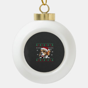 Beagle Weihnachten Hässlicher Hund Xmas Oversized Keramik Kugel-Ornament