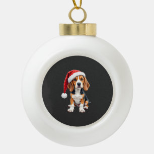 Beagle Weihnachten Hund Langarm T-Shirt Keramik Kugel-Ornament
