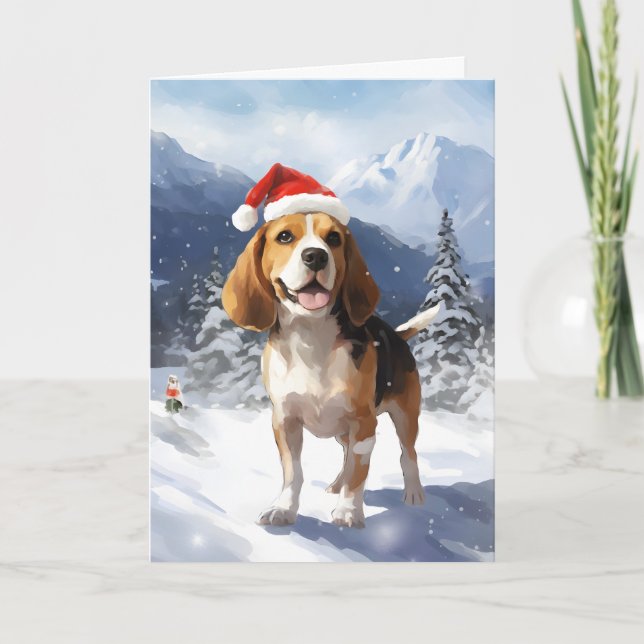 Beagle Weihnachten Karte (Vorderseite)