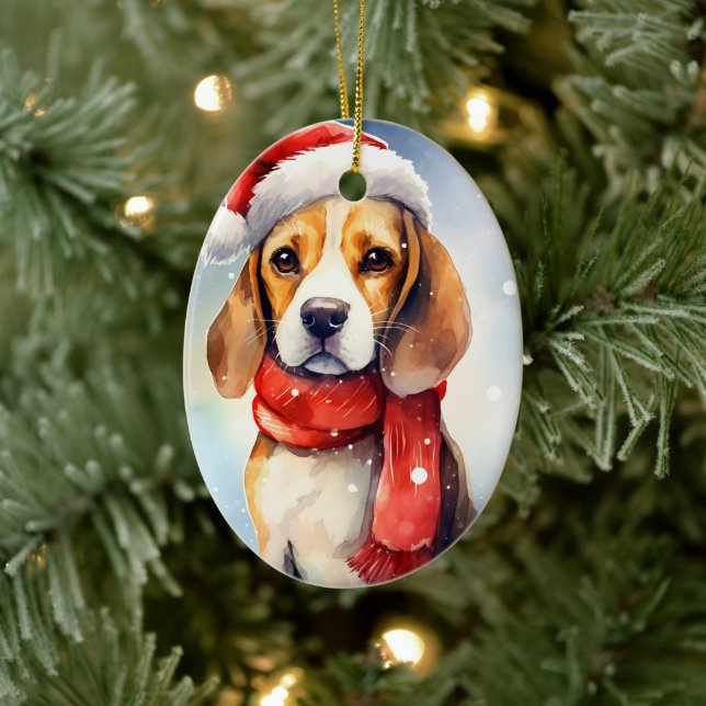 Beagle Weihnachten Keramik Ornament (Baum)