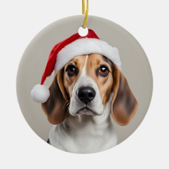 Beagle Weihnachten Keramik Ornament (Vorne)