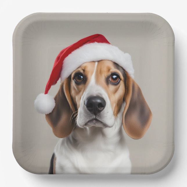 Beagle Weihnachten Pappteller (Vorderseite)