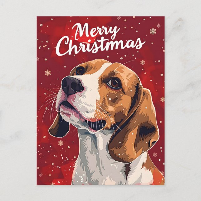 Beagle Weihnachten Postkarte (Vorderseite)